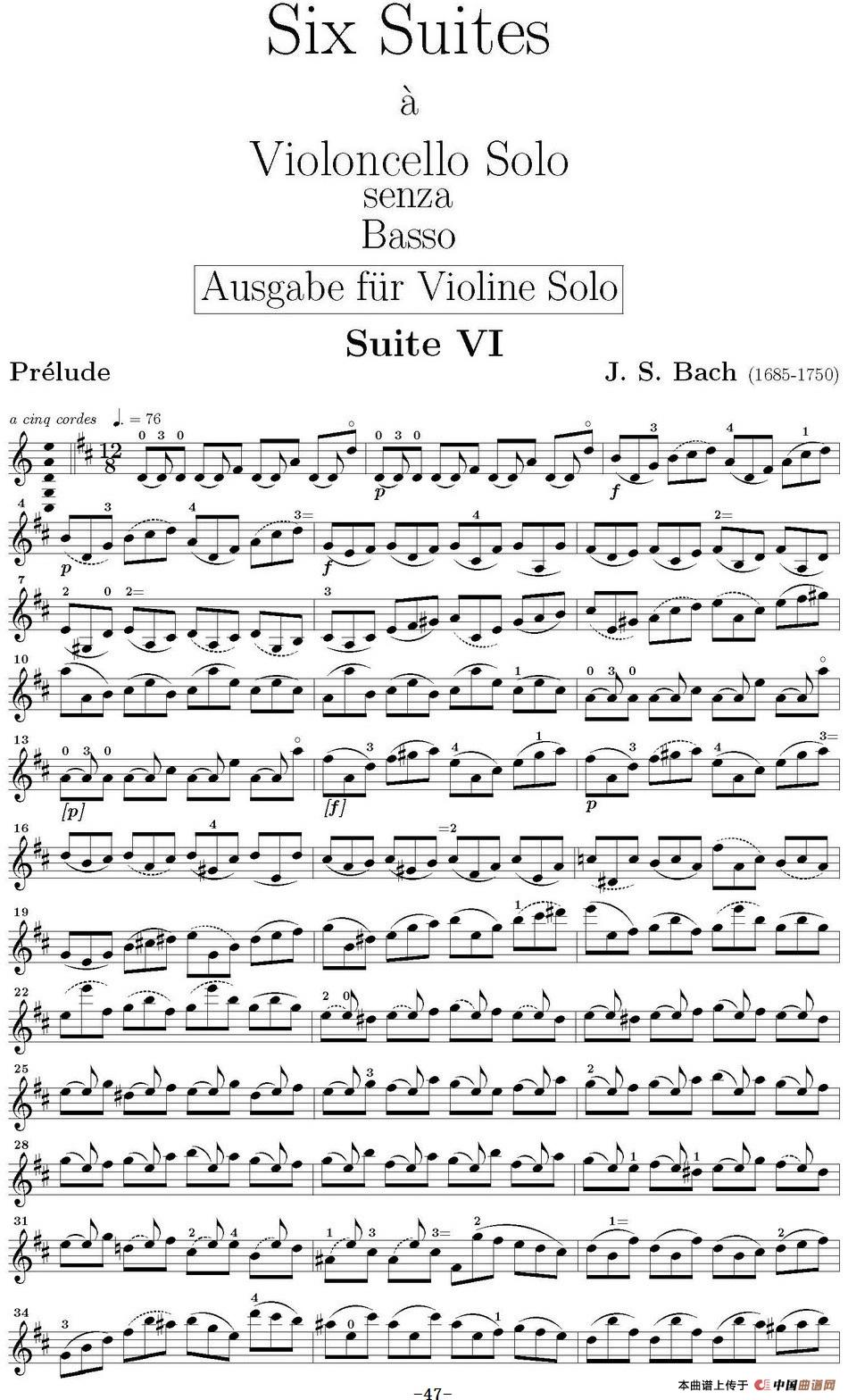 Six Suite Violincello Solo senza Basso（Suite VI）（6首无伴奏大提琴组曲·Ⅵ）(1)_原文件名：巴赫《无伴奏大提琴组曲》(小提琴版)_页面_50-.jpg